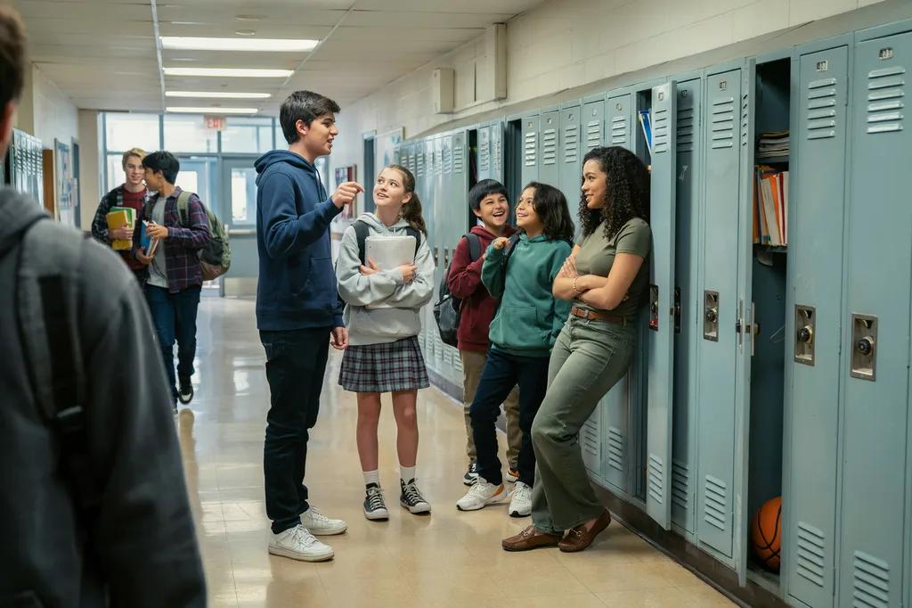 Middle school and high school students at school.